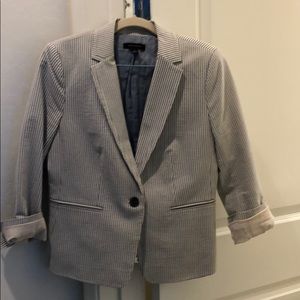 Ann Taylor Blue and white seersucker jacket